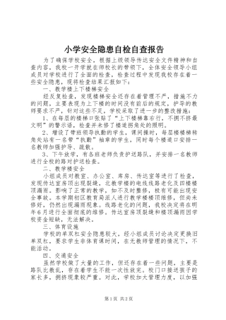 小学安全隐患自检自查报告