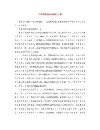 干部升职自我总结范文3篇 