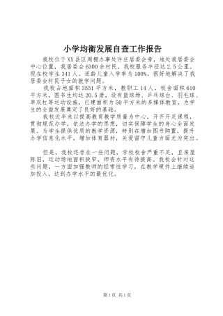 小学均衡发展自查工作报告