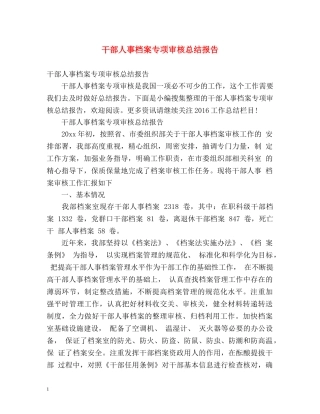 干部人事档案专项审核总结报告 