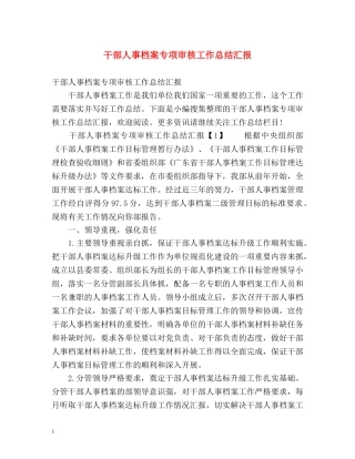 干部人事档案专项审核工作总结汇报 