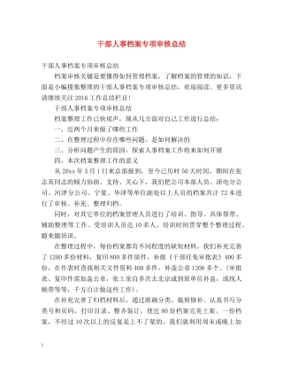 干部人事档案专项审核总结2 