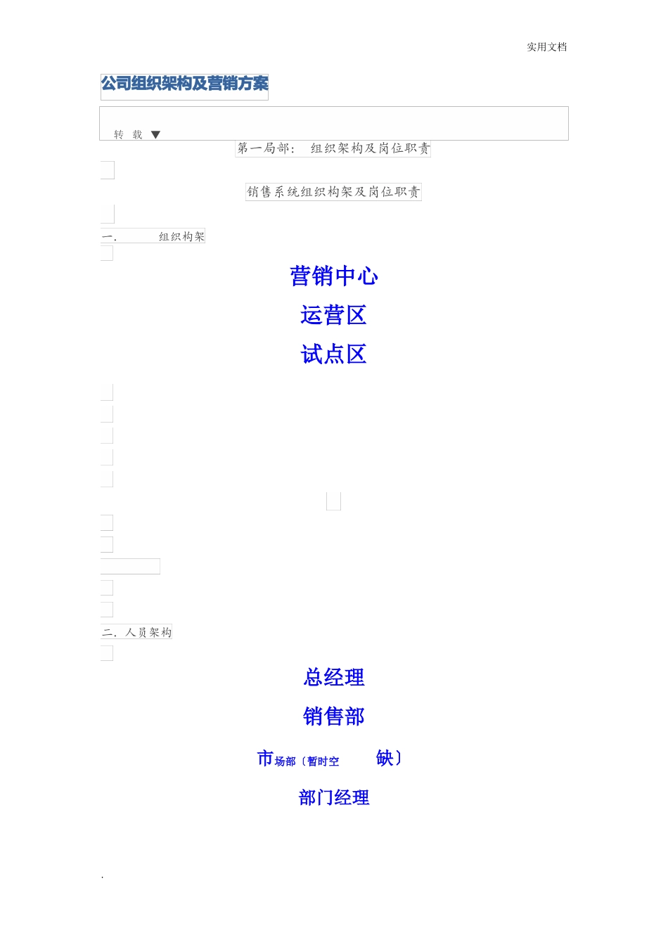 公司组织架构及营销方案_第1页