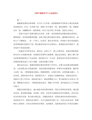 干部下基层学习个人总结范文 