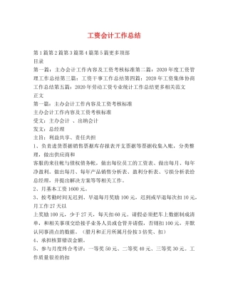 工资会计工作总结 