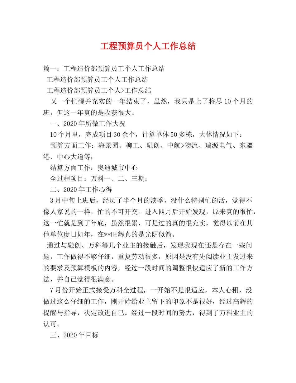 工程预算员个人工作总结 _第1页