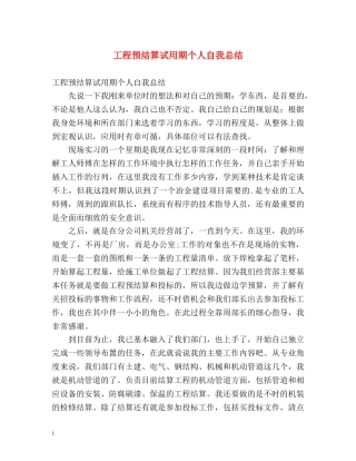 工程预结算试用期个人自我总结 