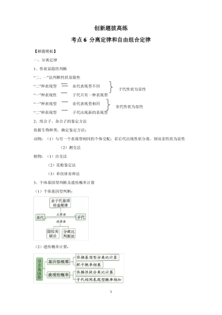 高考生物一轮复习创新题拔高练考点6分离定律和自由组合定律