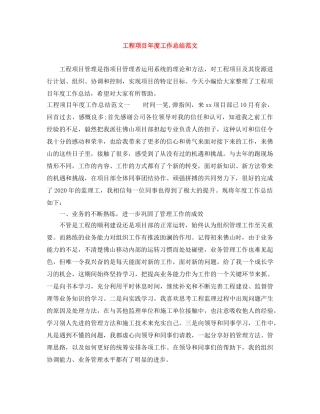 工程项目年度工作总结范文 
