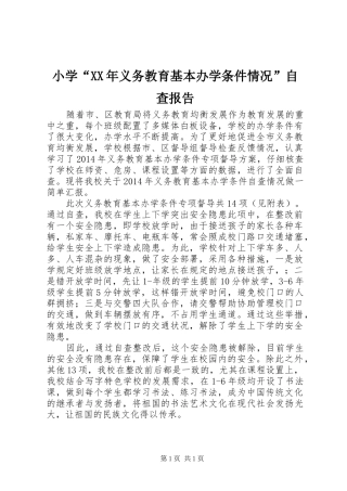 小学“XX年义务教育基本办学条件情况”自查报告