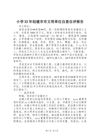 小学XX年创建市市文明单位自查自评报告