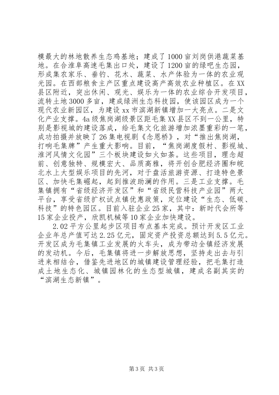 小城镇发展高峰论坛汇报材料_第3页