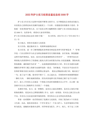 护士实习结束总鉴定总结3000字