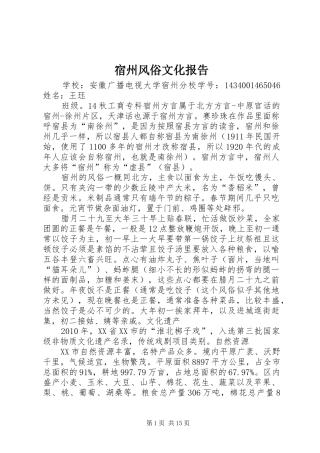 宿州风俗文化报告