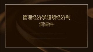 管理经济学超额经济利润课件