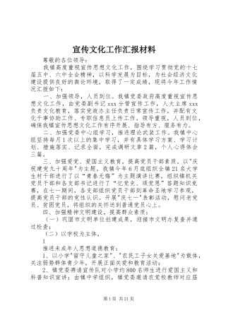宣传文化工作汇报材料