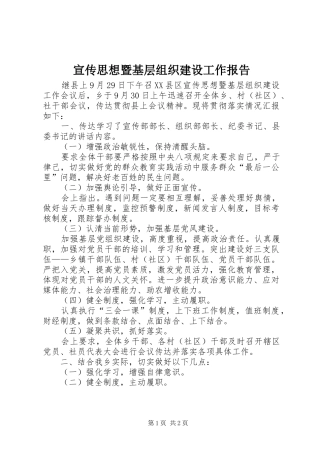 宣传思想暨基层组织建设工作报告