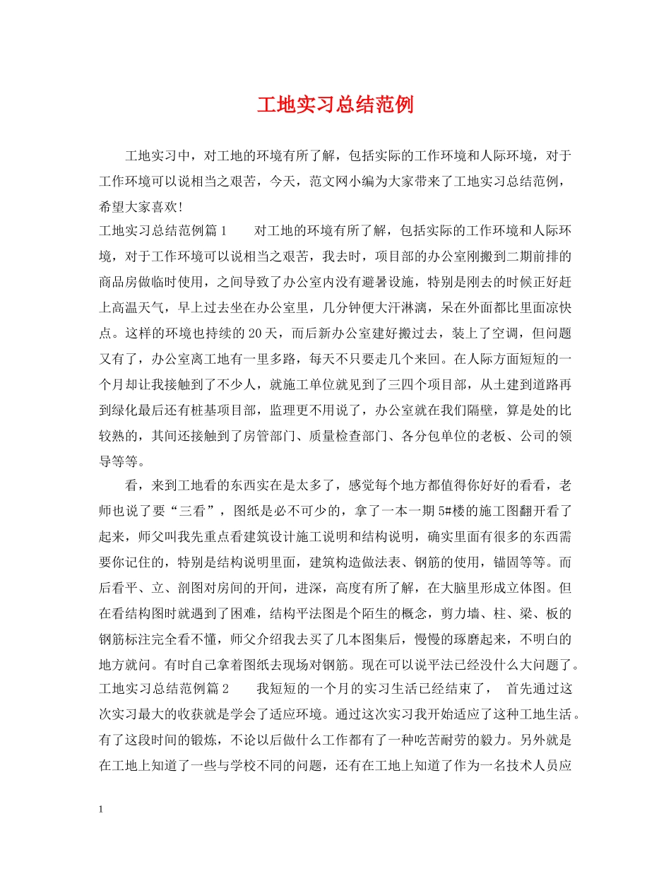 工地实习总结范例 _第1页