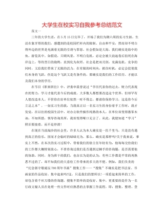 大学生在校实习自我参考总结范文