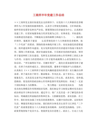 工商所半年党建工作总结2 