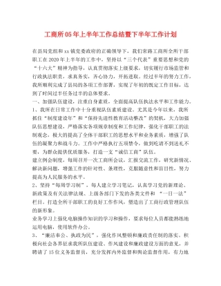 工商所05年上半年工作总结暨下半年工作计划 