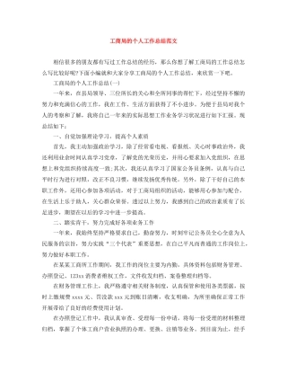 工商局的个人工作总结范文 