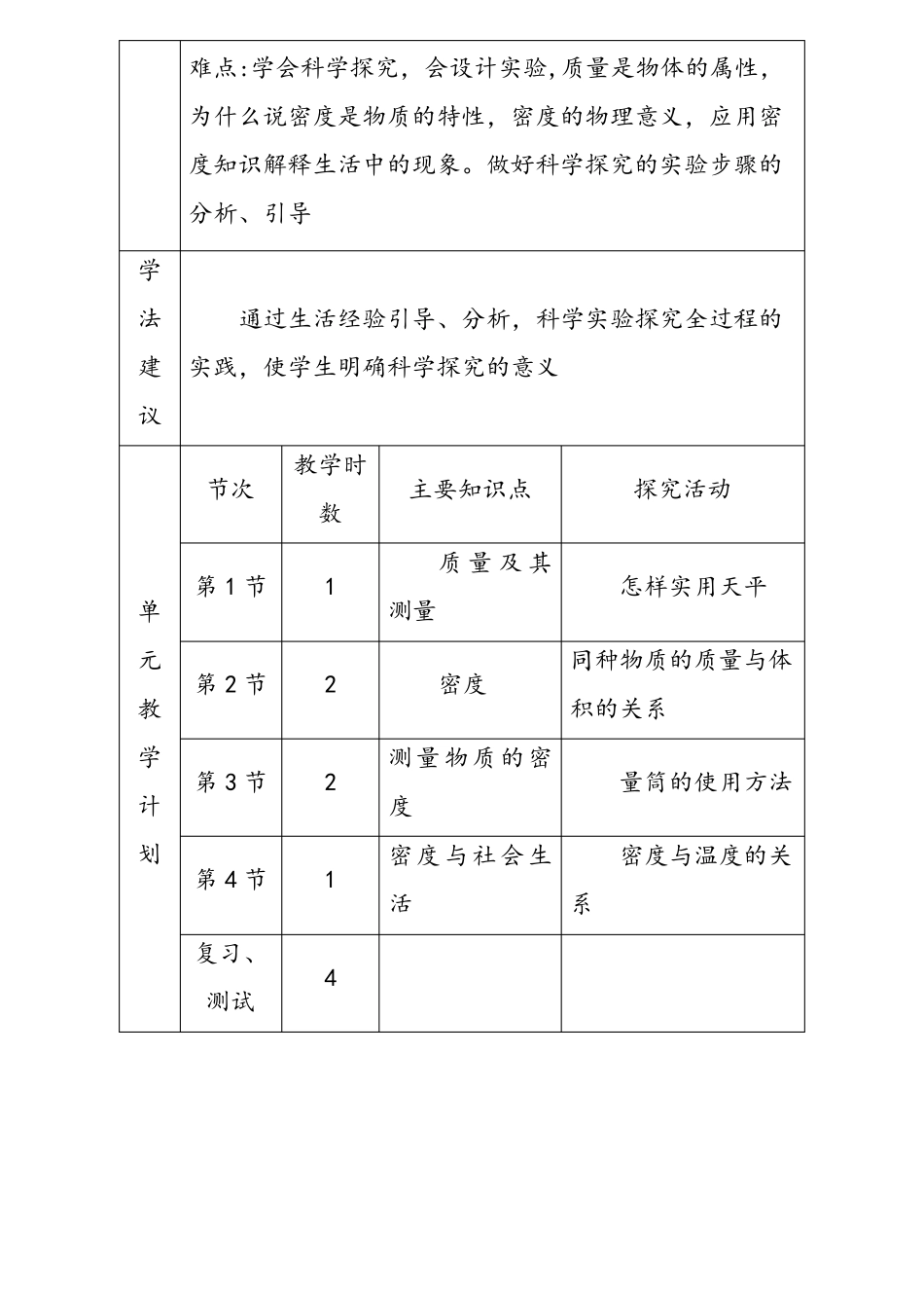 人教版八年级物理上册质量与密度教案_第2页