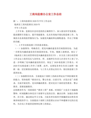 工商局监察办公室工作总结 