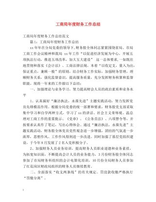 工商局年度财务工作总结 