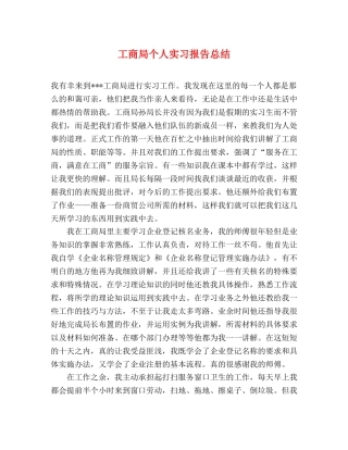 工商局个人实习报告总结 