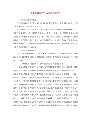 工商局2020年个人工作计划范例 