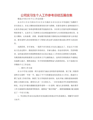 公司实习生个人工作参考总结五篇合集