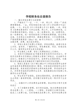 学校财务处自查报告