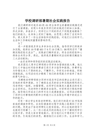 学校调研部暑期社会实践报告