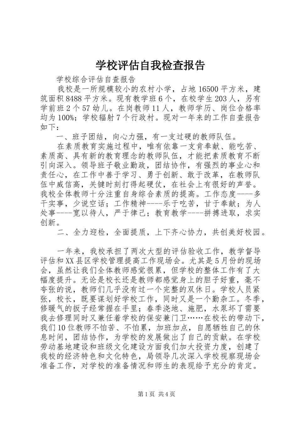 学校评估自我检查报告_第1页