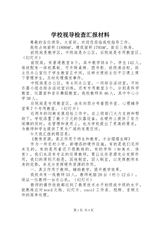 学校视导检查汇报材料