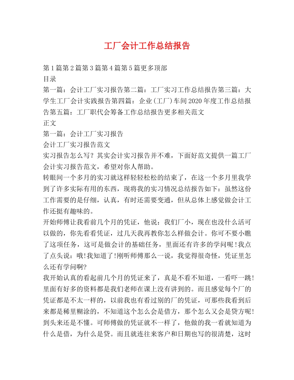 工厂会计工作总结报告 _第1页