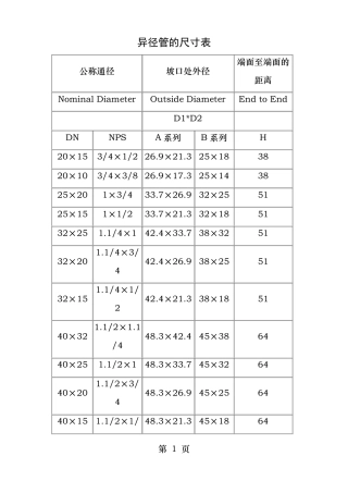 异径管的尺寸表