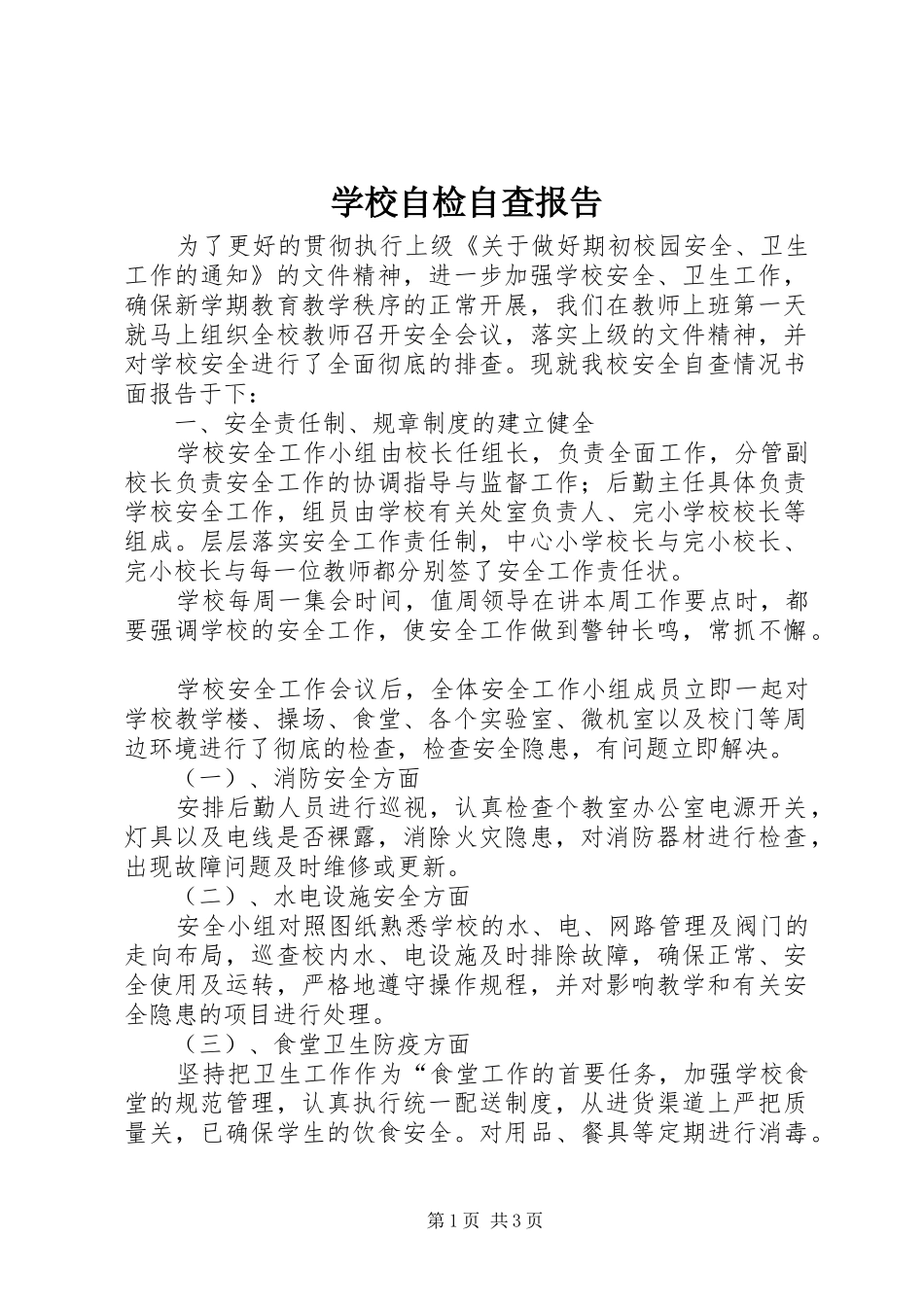 学校自检自查报告_第1页