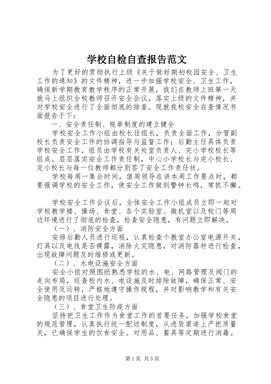 学校自检自查报告范文_第1页