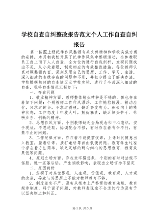 学校自查自纠整改报告范文个人工作自查自纠报告