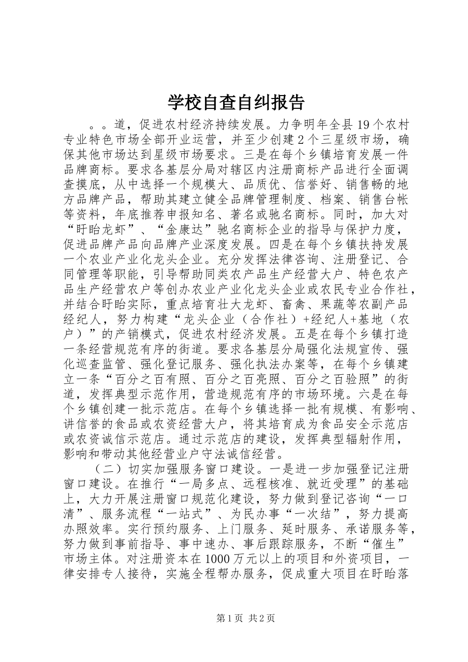 学校自查自纠报告_第1页