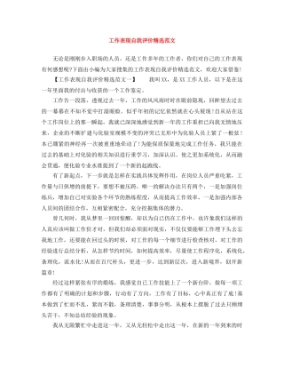 工作表现自我评价精选范文 