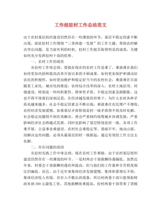 工作组驻村工作总结范文 
