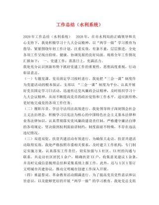 工作总结（水利系统） 