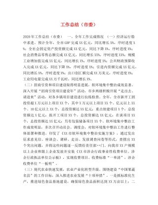 工作总结（市委） 