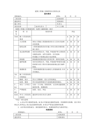 建筑工程施工强制性条文检查记录建筑工程