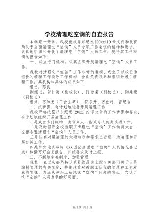 学校清理吃空饷的自查报告
