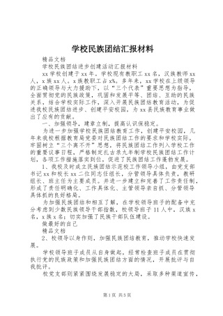 学校民族团结汇报材料