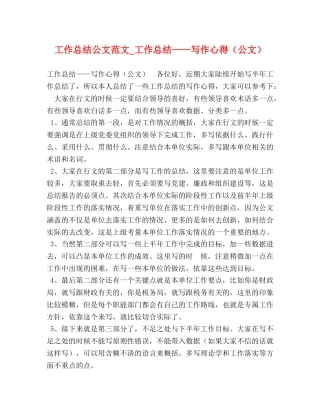 工作总结公文范文_工作总结——写作心得（公文） 